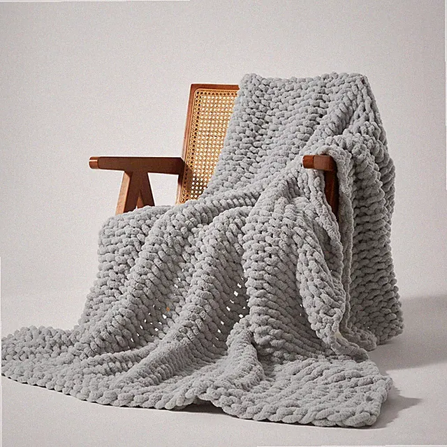Chunky Knit Throw Blanket for Couch, Throw Blankets for Bed - Hand Made Cozy...