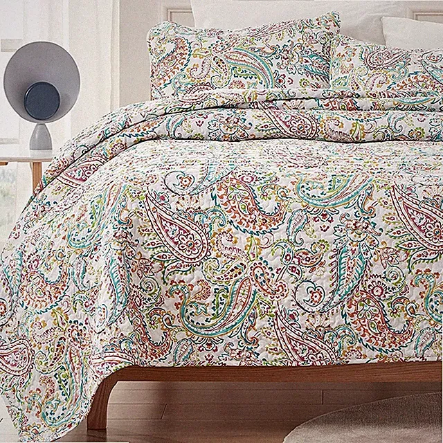 SLEEP ZONE 3-Piece Printed Quilt Set - King Size - Lightweight Reversible Bed...