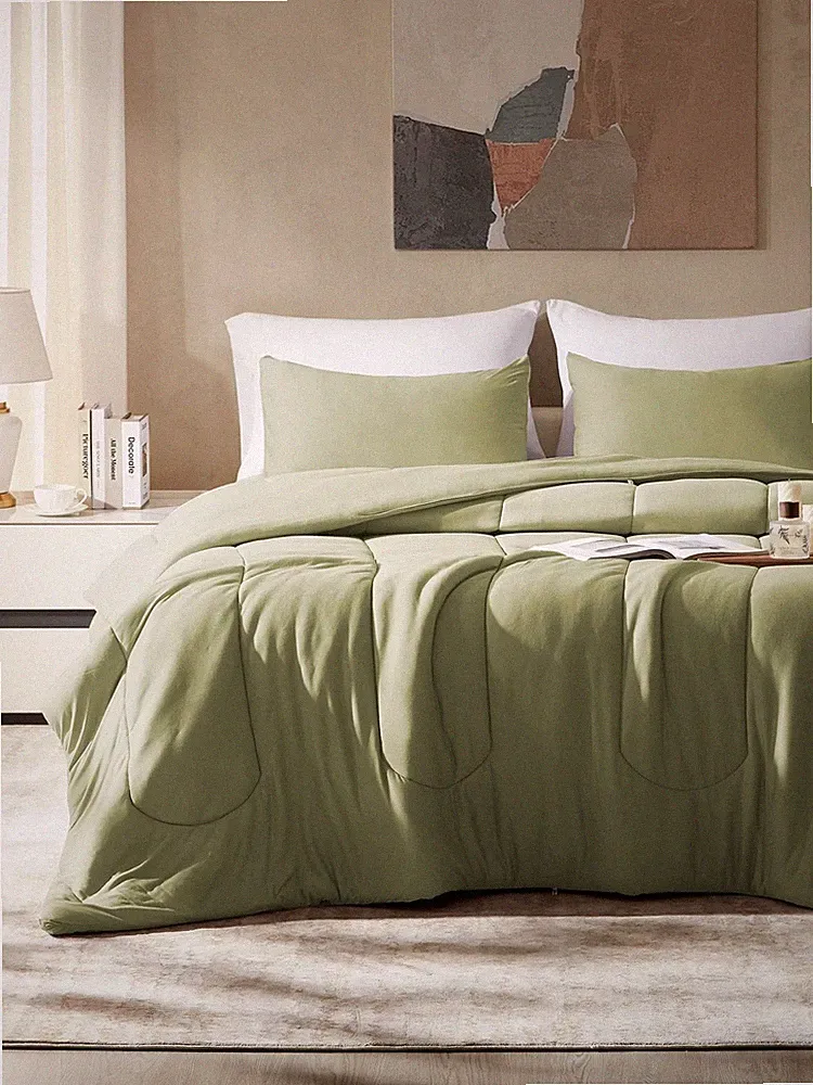 SLEEP ZONE 3 Pieces Jersey Knit Bedding Sets with 1 Comforter and Full, Green