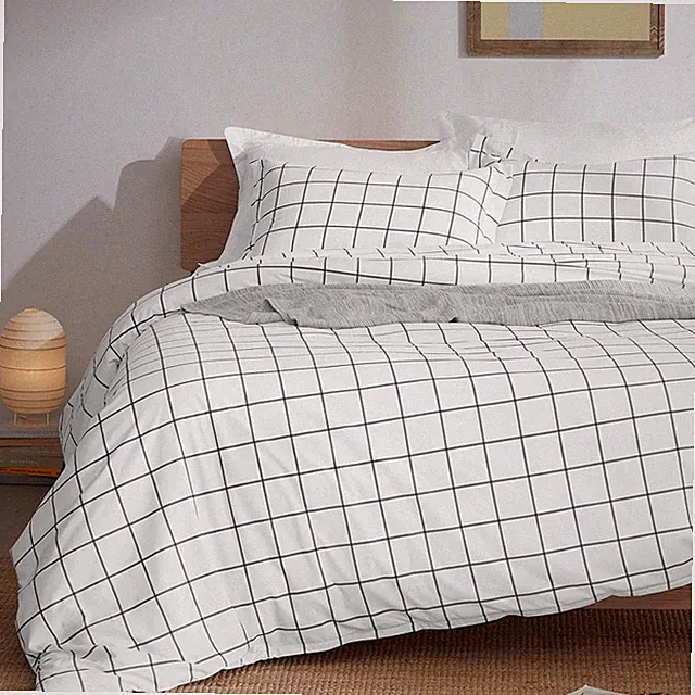 SLEEP ZONE Bedding Duvet Cover Sets 3 Pieces Printed Grey Grid Pattern king
