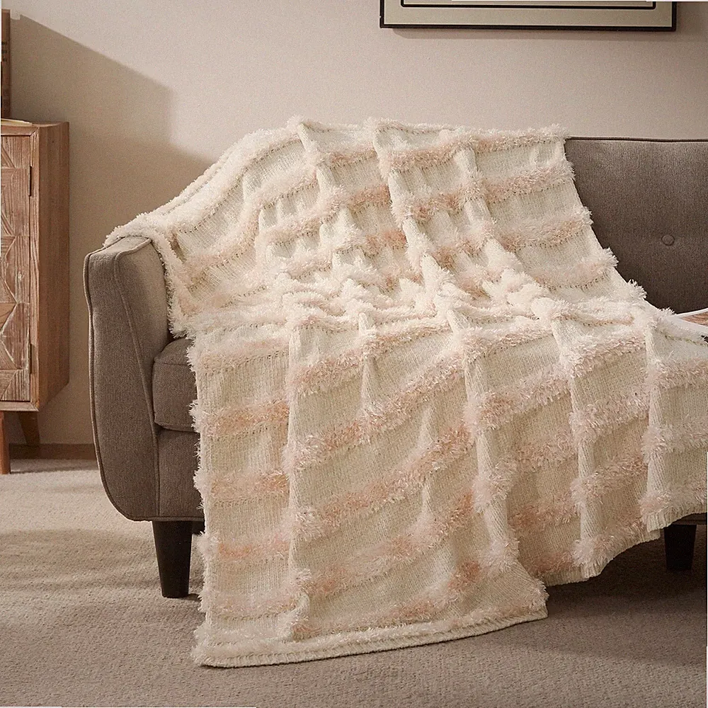 SLEEP ZONE Chenille Throw Blanket for Couch, Soft Farmhouse Blankets for Sofa...