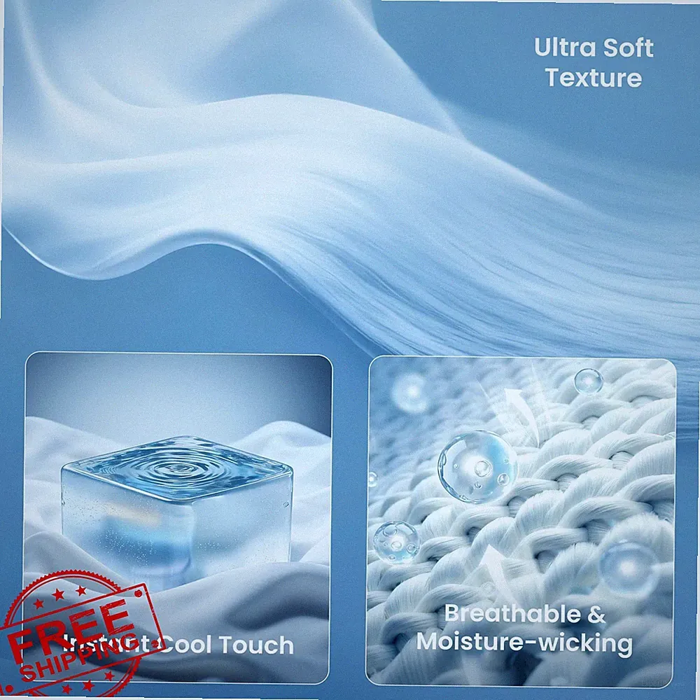 SLEEP ZONE Cooling Blanket 50''x70'' Blue Stripe Hot Sleepers Throw