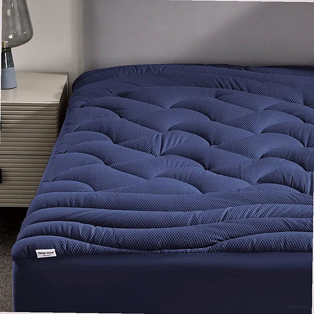 SLEEP ZONE Cooling Queen Mattress Topper, Premium Zoned Cool Queen, Navy