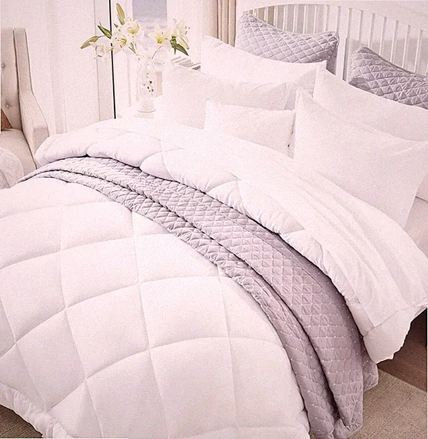 SLEEP ZONE Down Alternative Comforter- Duvet Insert- DiamondQuilting-White/Queen