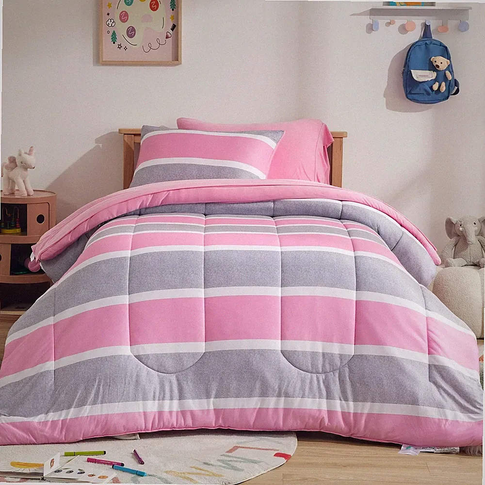 SLEEP ZONE Kids Comforter Set Full/Queen Size, Jersey Knit 7 Pieces Bedding,...