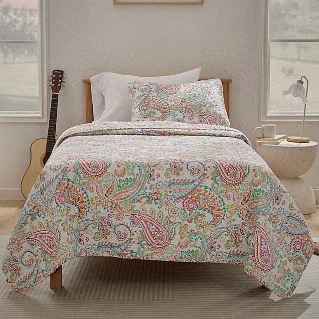 SLEEP ZONE Kids Twin Quilt Set 68x86 inch with 1 Pillow Sham - Reversible Coo...
