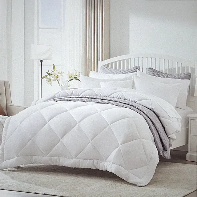 SLEEP ZONE King Size Comforter Only, Diamond Quilting White