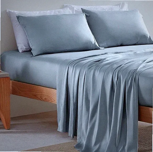 SLEEP ZONE Luxury Cooling Sheet Set, Deep Pocket 16”, King Size, Silver/Grey