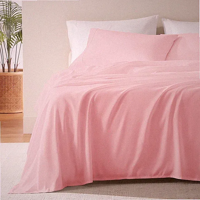 SLEEP ZONE Nanotex Super Soft Cooling Queen Bed Sheets Set Queen, Ballet Pink