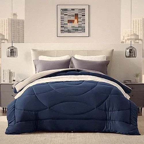 SLEEP ZONE Reversible King Size Cooling Comforter, Super Soft Bedding Duvet Down