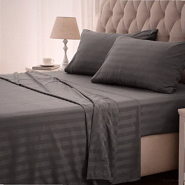 SLEEP ZONE Striped Cooling Queen Sheets Deep Pocket - Queen, Stripe - Grey