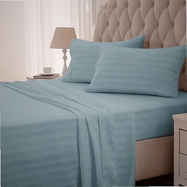 SLEEP ZONE Striped Cooling Sheets Set Deep Pocket - King, Stripe - Flint Blue