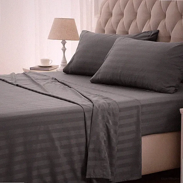 SLEEP ZONE Striped Cooling Sheets Set King Deep Pocket - King, Stripe - Grey