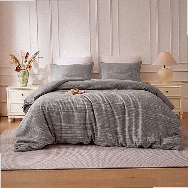 SLEEP ZONE Striped Duvet Cover Set Queen Size, 3 Pieces Boho Bedding Set for