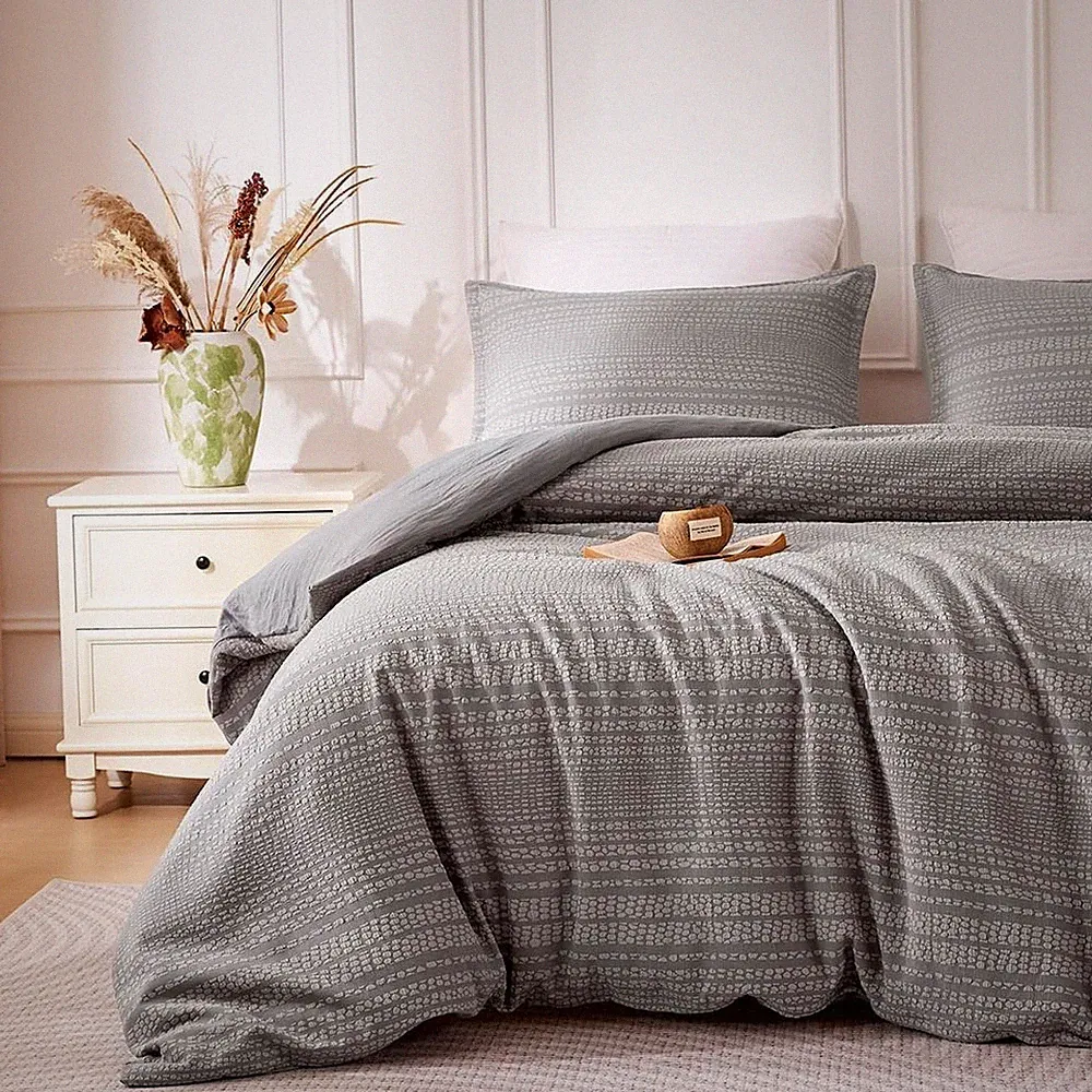 SLEEP ZONE Striped Duvet Cover Set Queen Size, 3 Pieces Boho Bedding Set for All