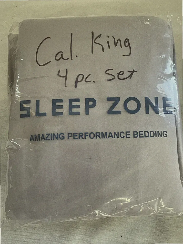 SLEEP ZONE Super Soft Cooling King Bed Sheets Set 4 Piece - Easy Care Fitted Fla